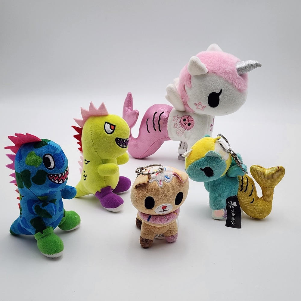Lot of 5‎ Tokidoki Mermicorno Dino Aurora World Plush Stuffed Animal/ Key Chain